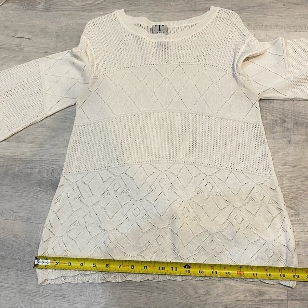 Coquette Lace Rain & Rose L Knit White Top Viscose - Flowy - Picture 13 of 16